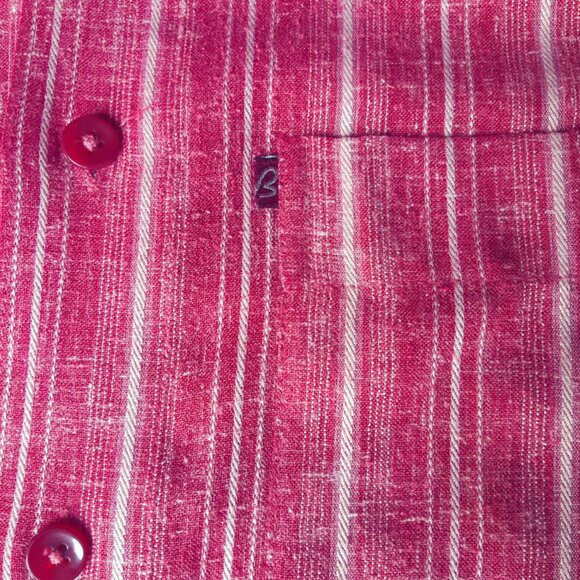 Banjara Dark Red and Taupe Stripe Men's Button Up Shirt - Picture 6 of 8